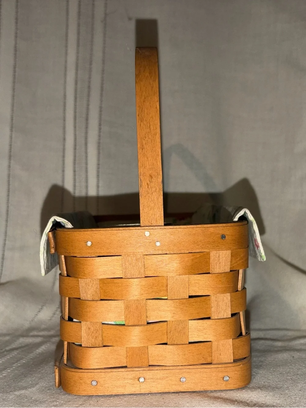 Vintage Longaberger “Mixed Bouquet” Floral Lined Woven Basket